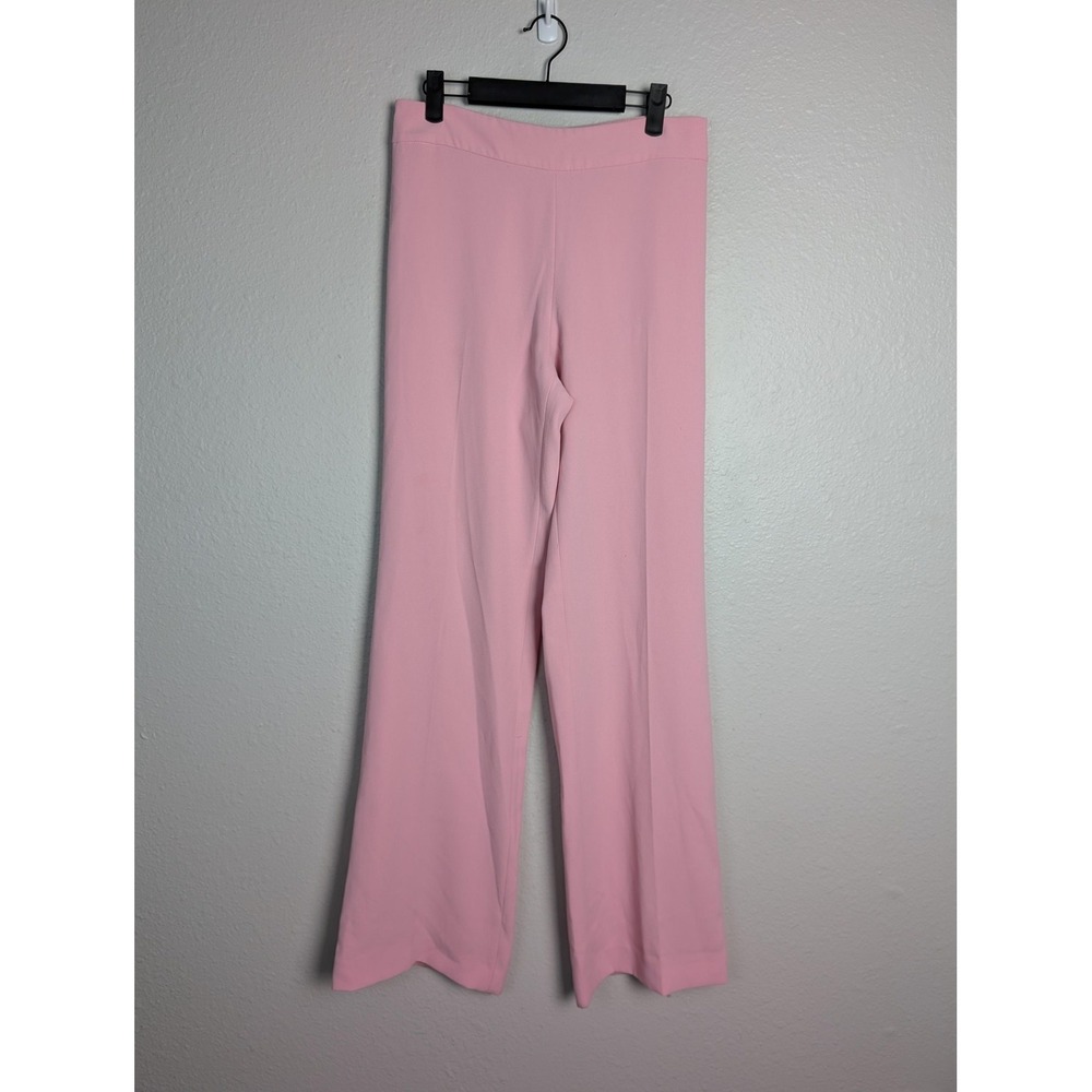 Zara Pants Womens S Pink Wide-Leg Crepe Dress Pants Polyester Flat Zip
